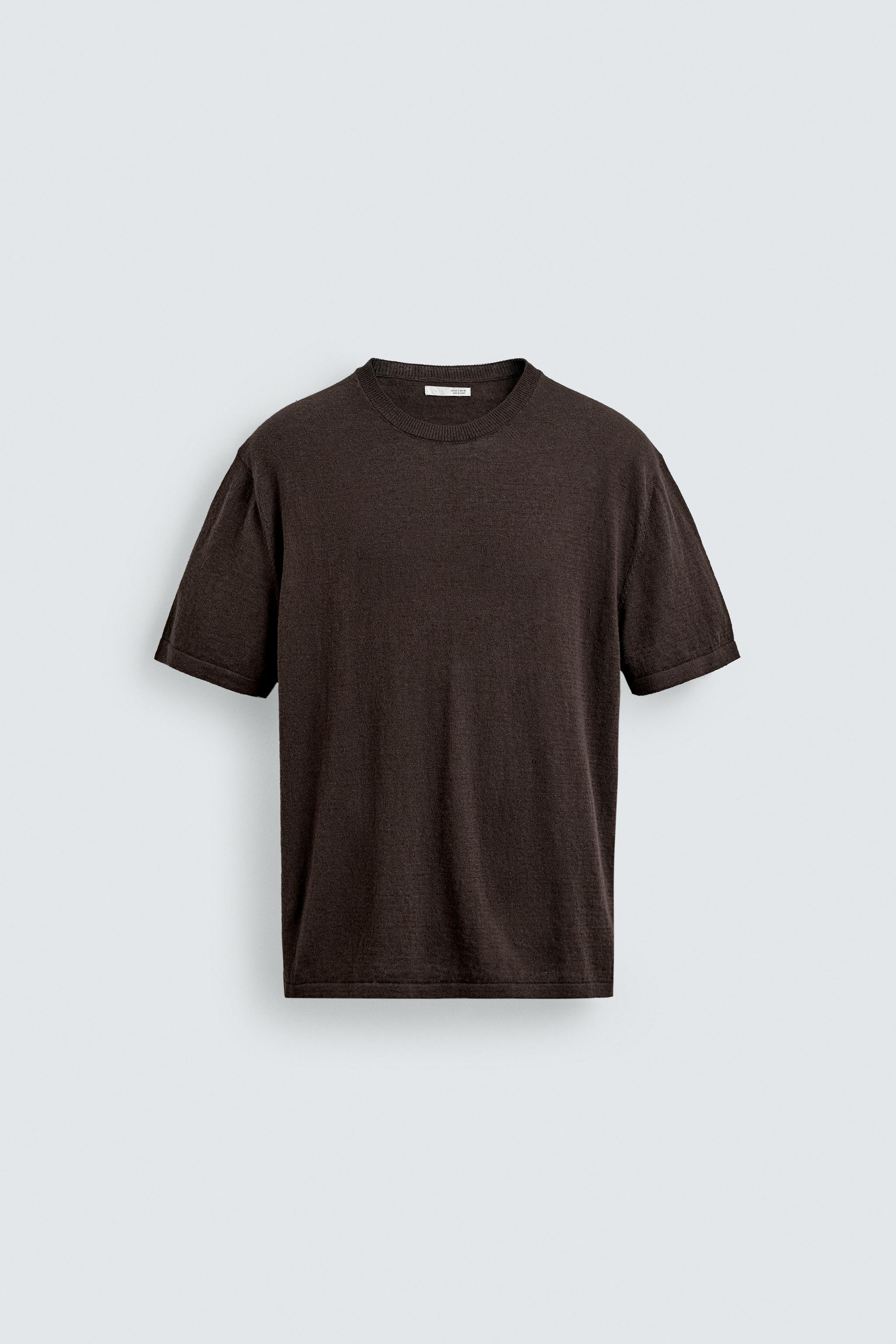 KNIT COTTON LINEN BLEND T-SHIRT